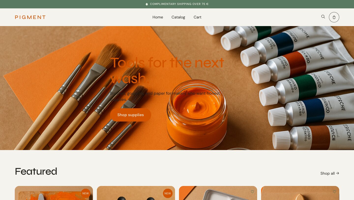 Preview of the Pigment theme