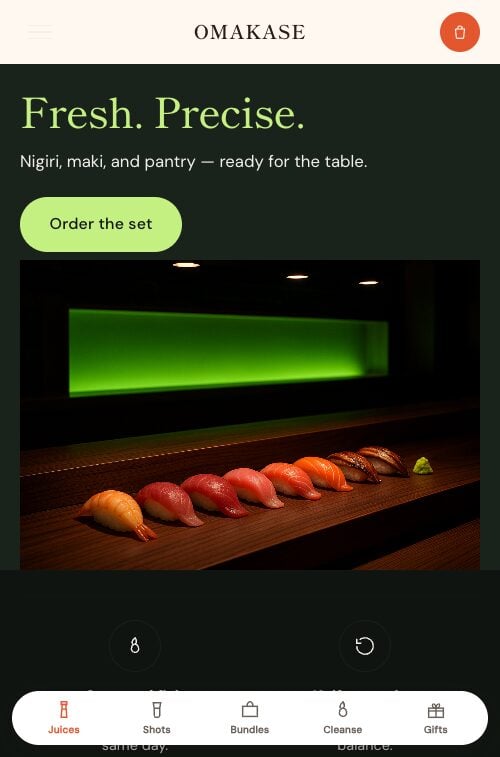 Aperçu du thème Omakase